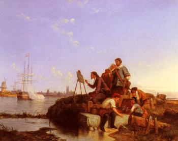 皮爾特 尅裡斯蒂安 竇曼森 Artist At His Easel With Shipping Beyond 皮爾特 尅裡斯蒂安 竇曼森 Artist At His Easel With Shipping Beyond